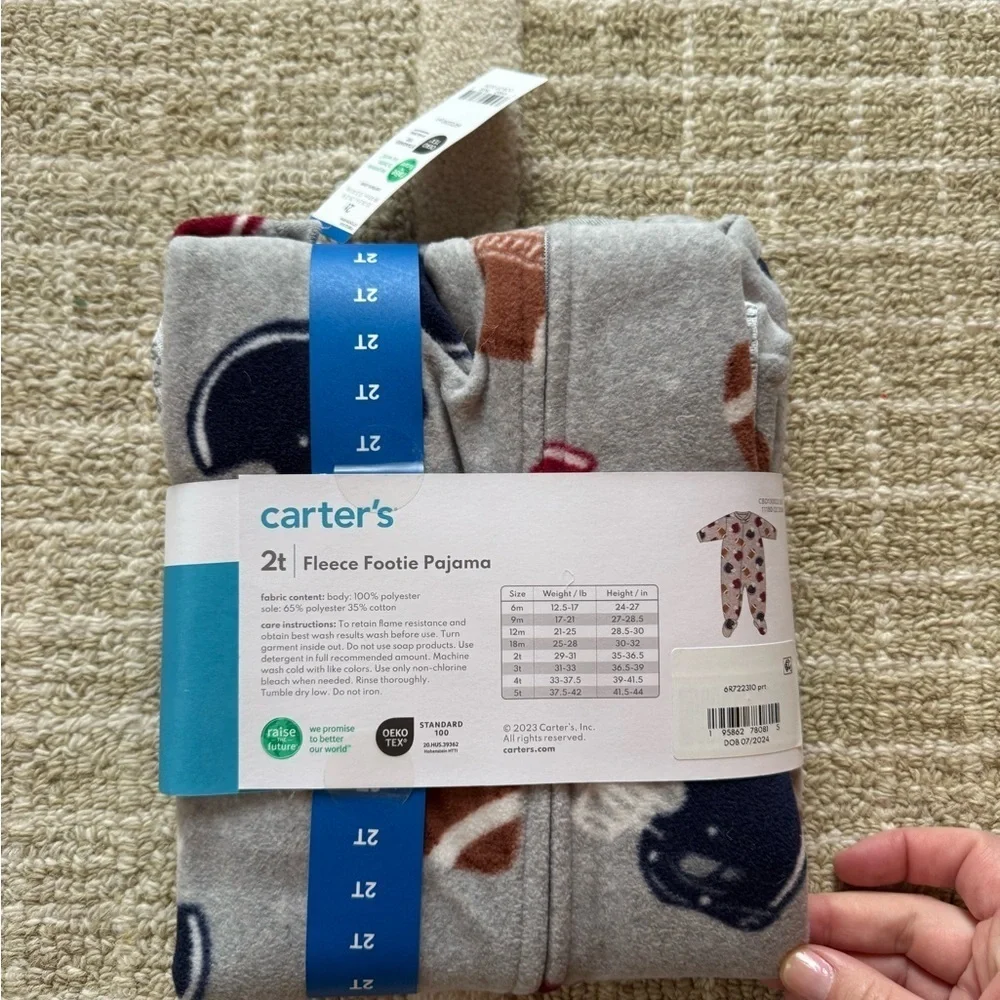 Carter's Sports Print Gray Fleece Pajamas